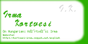 irma kortvesi business card